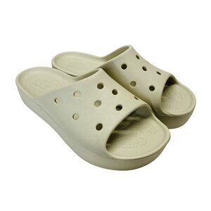 Crocs Women’s Beige Slide Sandals Lightweight Casual Comfort Shoes Size 8
